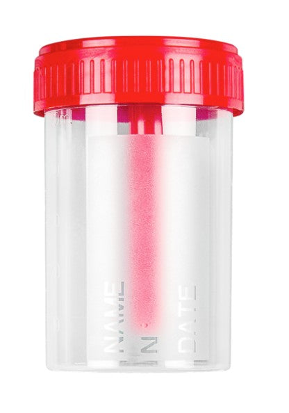 FM25164S200 - Bte/600 conteneurs à selles en polypropylène 60ml bouchon rouge+cuillère